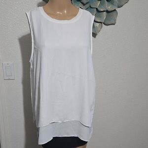 Rachel Zoe White Asymmetrical Sleeveless Muscle Tee